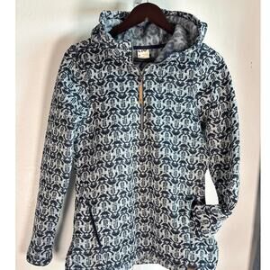 LIV Earth Fleece Pullover Hoodie Womens Small Blue Geometric 1/4 Zip